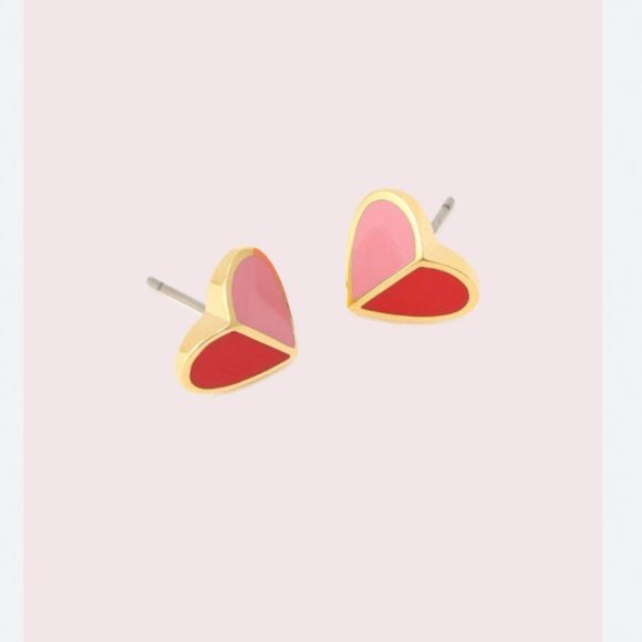 kate spade pink red Heritage Spade Small Heart Studs earrings nwt - Picture 2 of 5